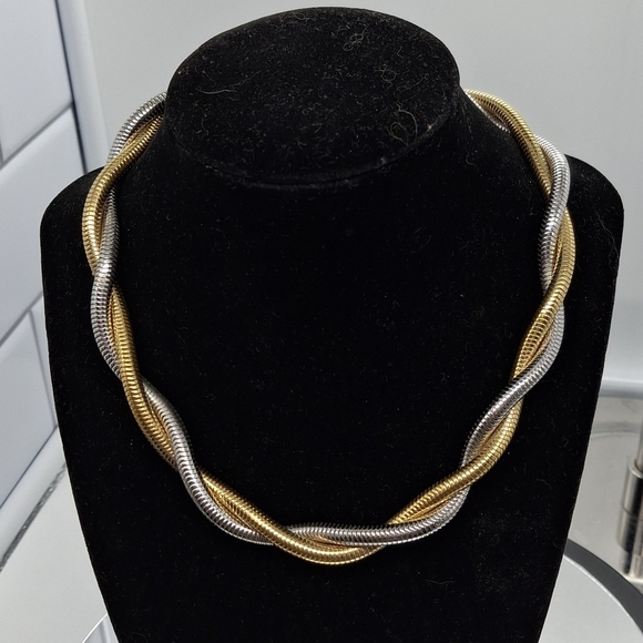 Monet Two-toned gold and silver intertwined necklace - Picture 1 of 6